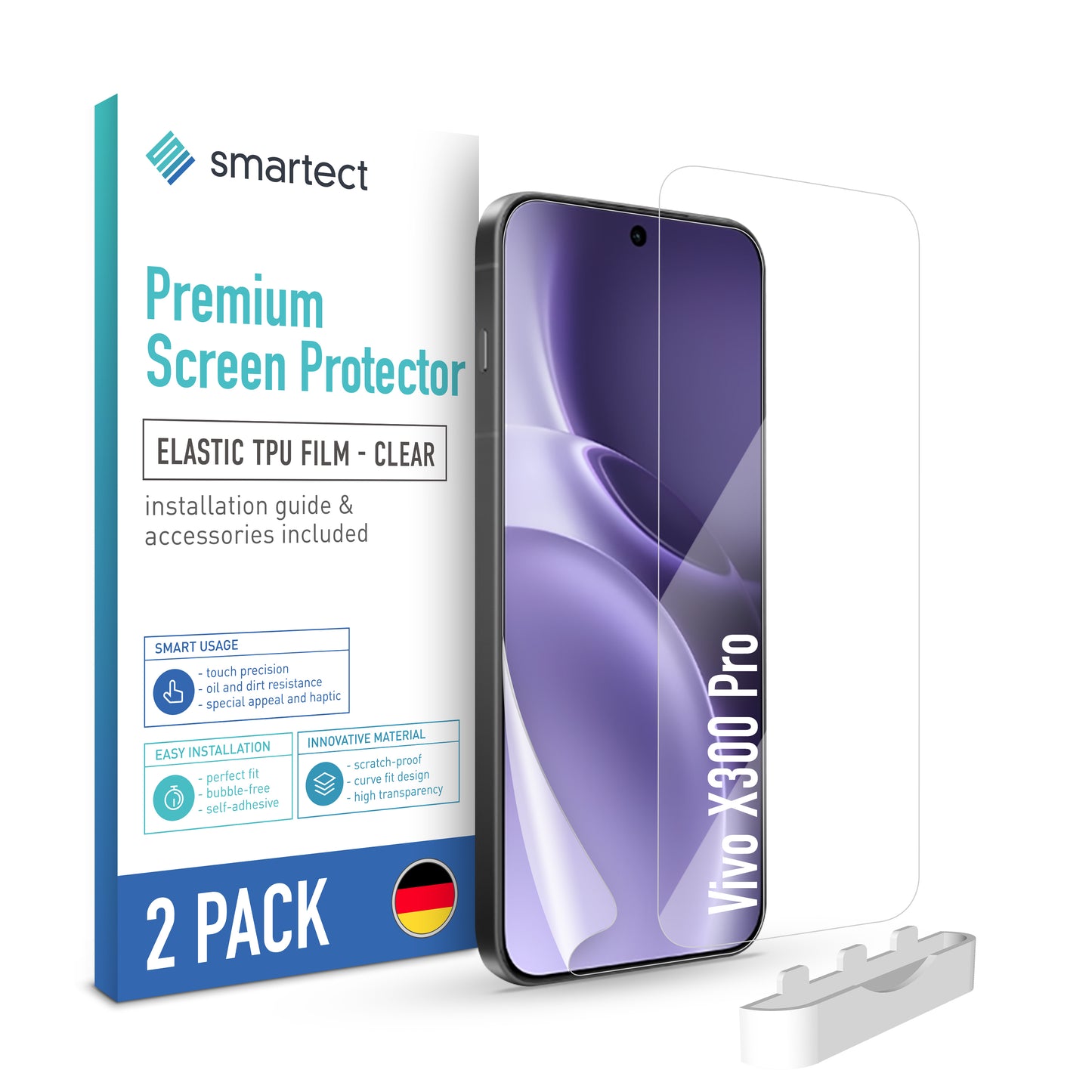 smartect TPU Schutzfolie Klar für Vivo X300 Pro, 2 x Front