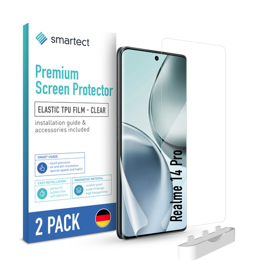 smartect TPU Schutzfolie Klar für Realme 14 Pro, 2 x Front