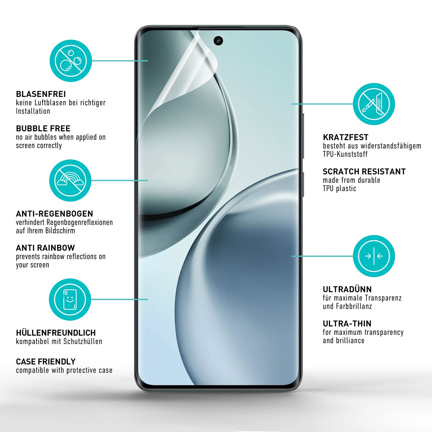 smartect TPU Schutzfolie Klar für Realme 14 Pro, 2 x Front