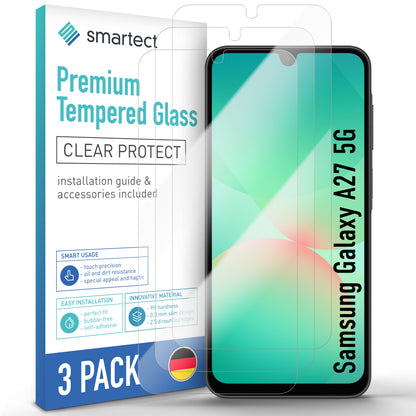 smartect Schutzglas Klar für Samsung Galaxy A27 5G, 3 Stück