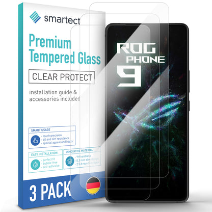 smartect Schutzglas Klar für Asus Rog Phone 9 5G / 9 Pro 5G, 3 Stück