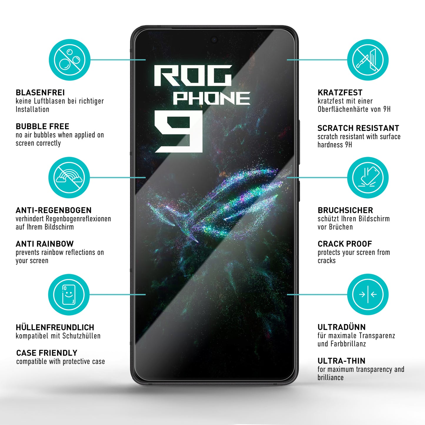 smartect Schutzglas Klar für Asus Rog Phone 9 5G / 9 Pro 5G, 3 Stück