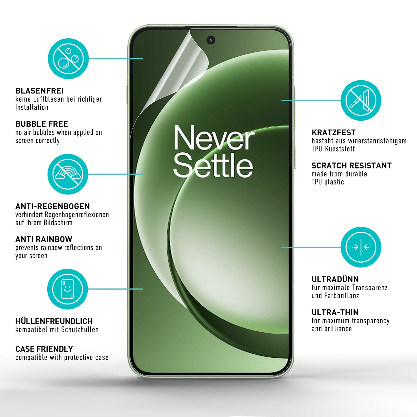 smartect TPU Schutzfolie Klar für OnePlus 15R, 2 x Front