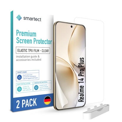 smartect TPU Schutzfolie Klar für Realme 14 Pro Plus, 2 x Front