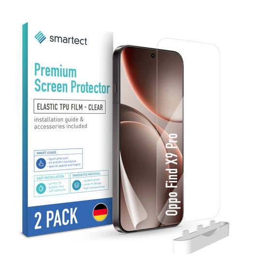 smartect TPU Schutzfolie Klar für Oppo Find X9 Pro, 2 x Front