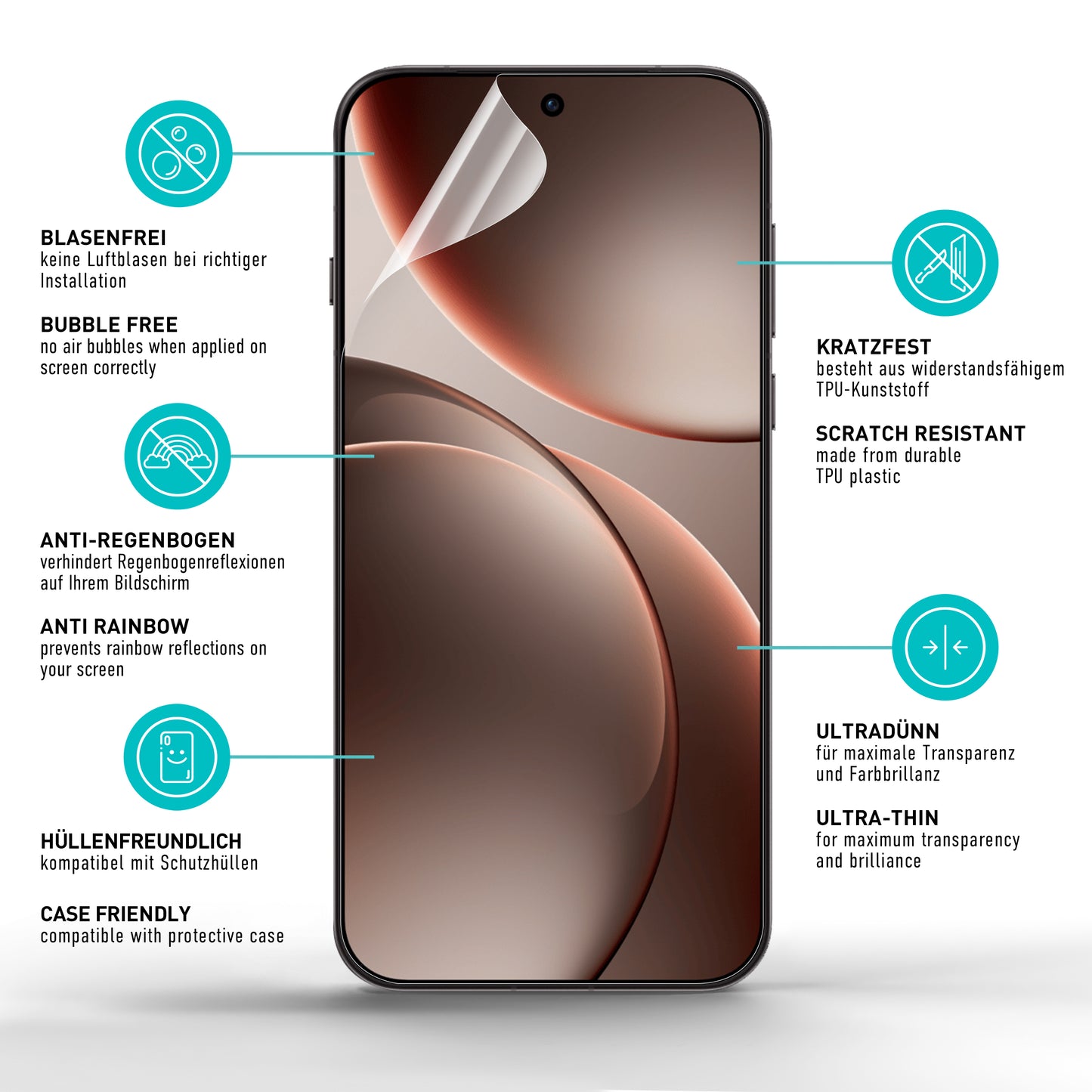 smartect TPU Schutzfolie Klar für Oppo Find X9 Pro, 2 x Front
