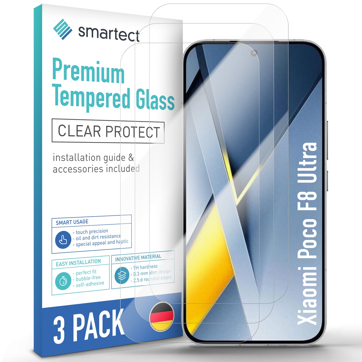 smartect TPU Schutzfolie Klar für Xiaomi Poco F8 Ultra, 3 Stück