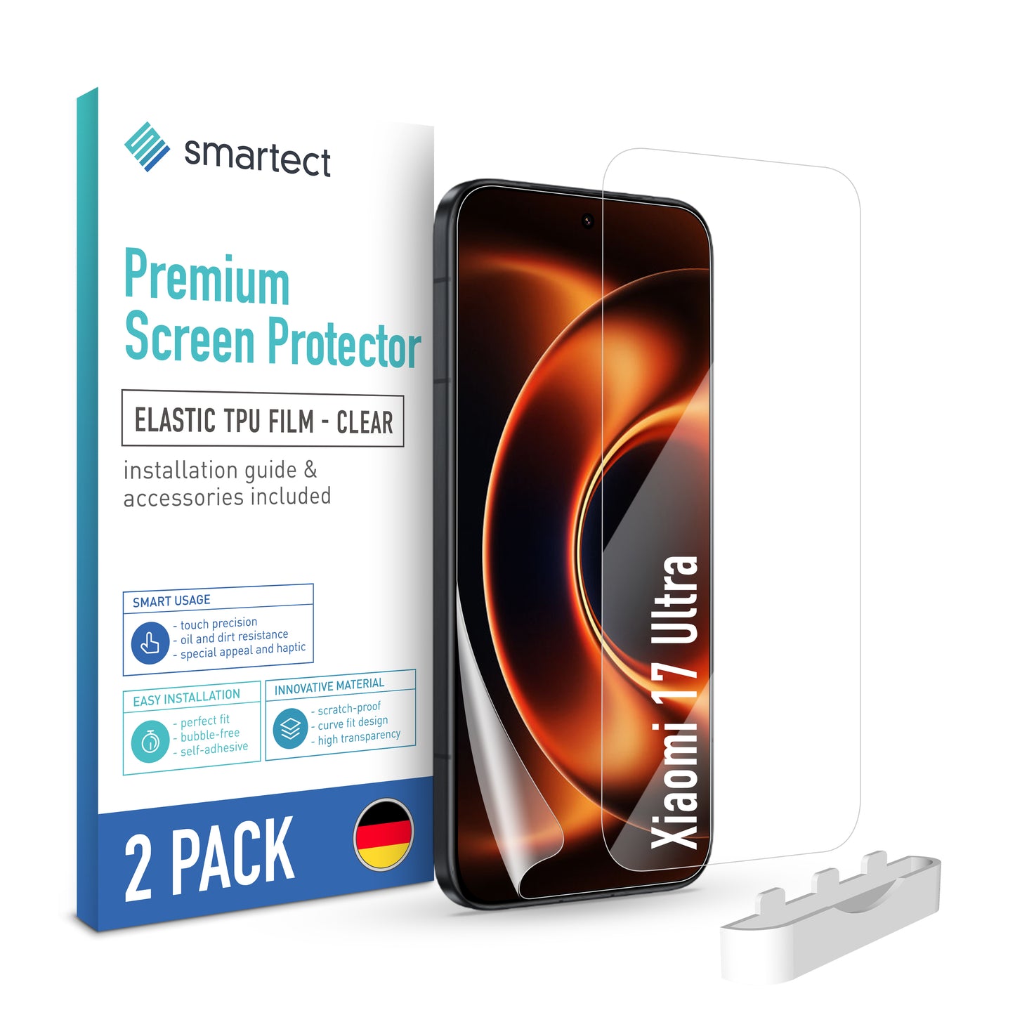 smartect TPU Schutzfolie Klar für Xiaomi 17 Ultra, 2 x Front