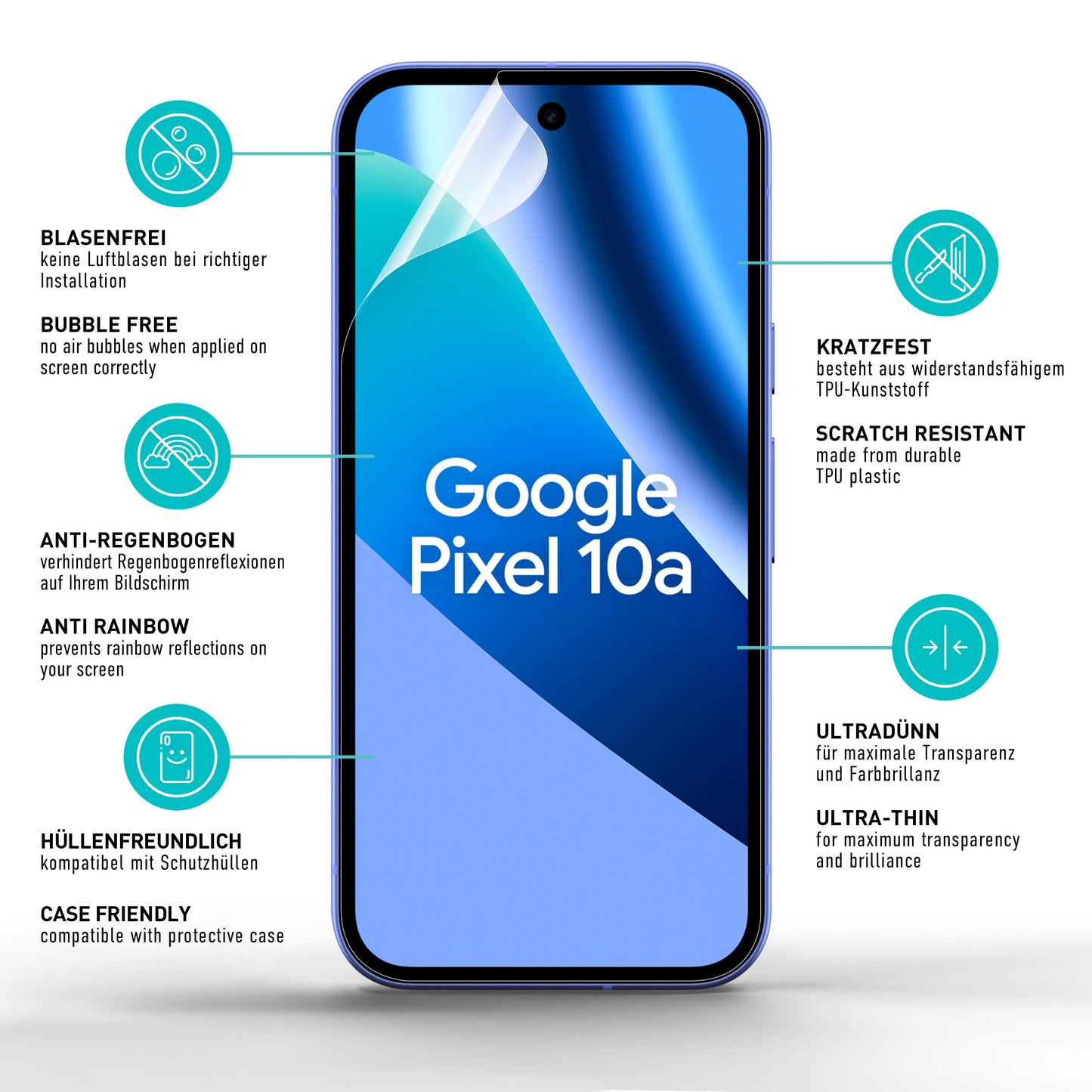 smartect TPU Schutzfolie Klar für Google Pixel 10a, 2 x Front