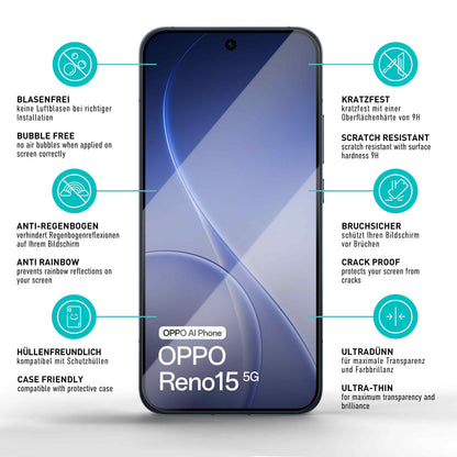 smartect Schutzglas Klar für Oppo Reno 15 5G / 14 5G, 3 Stück