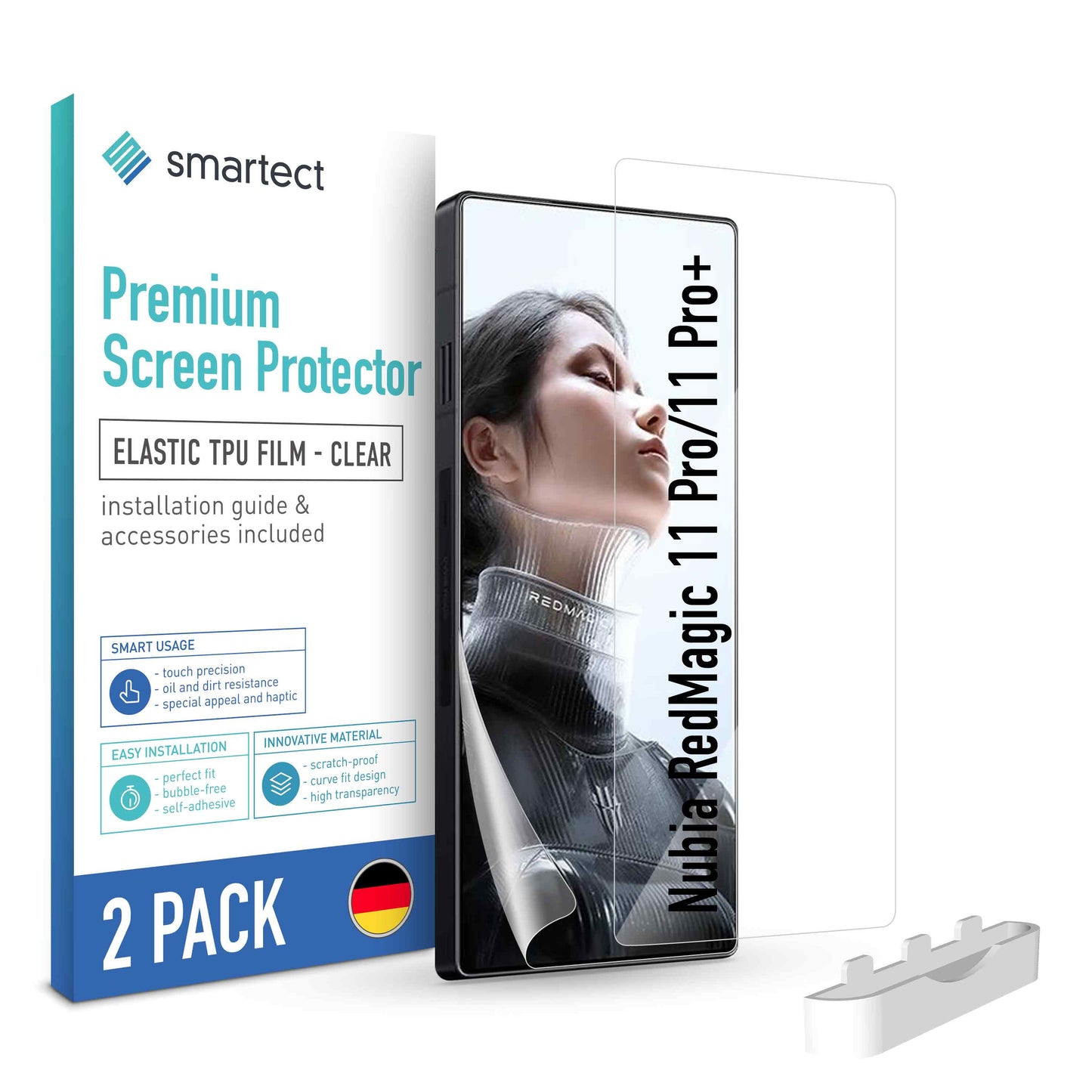 smartect TPU Schutzfolie Klar für Nubia RedMagic 11 Pro / 11 Pro+, 2 x Front