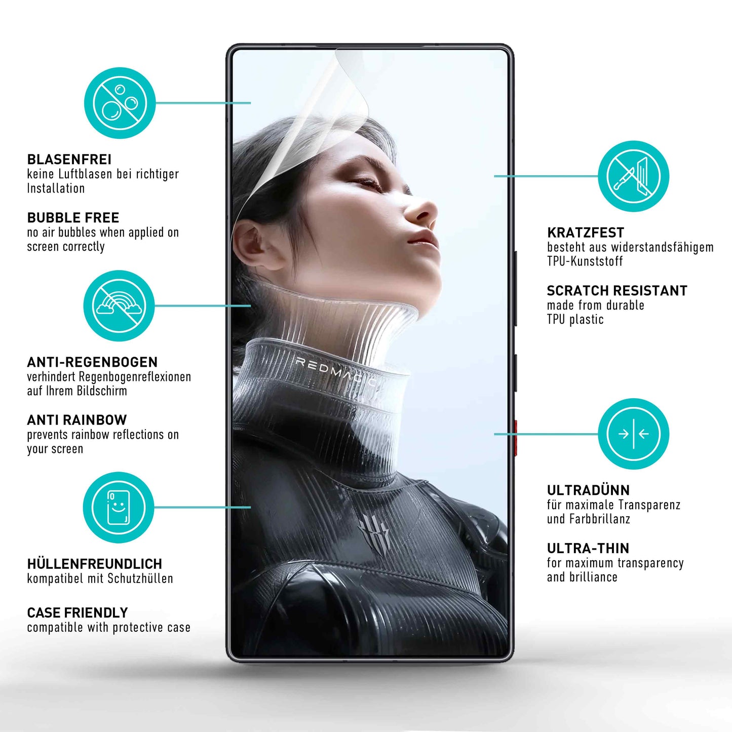smartect TPU Schutzfolie Klar für Nubia RedMagic 11 Pro / 11 Pro+, 2 x Front