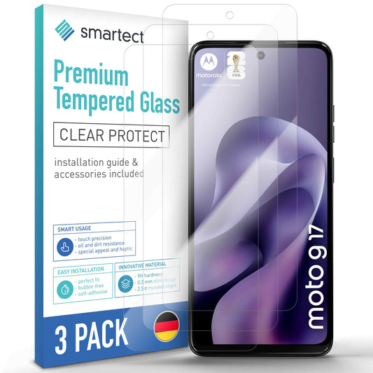 smartect Schutzglas Klar für Motorola Moto G17 / G17 Power, 3 Stück