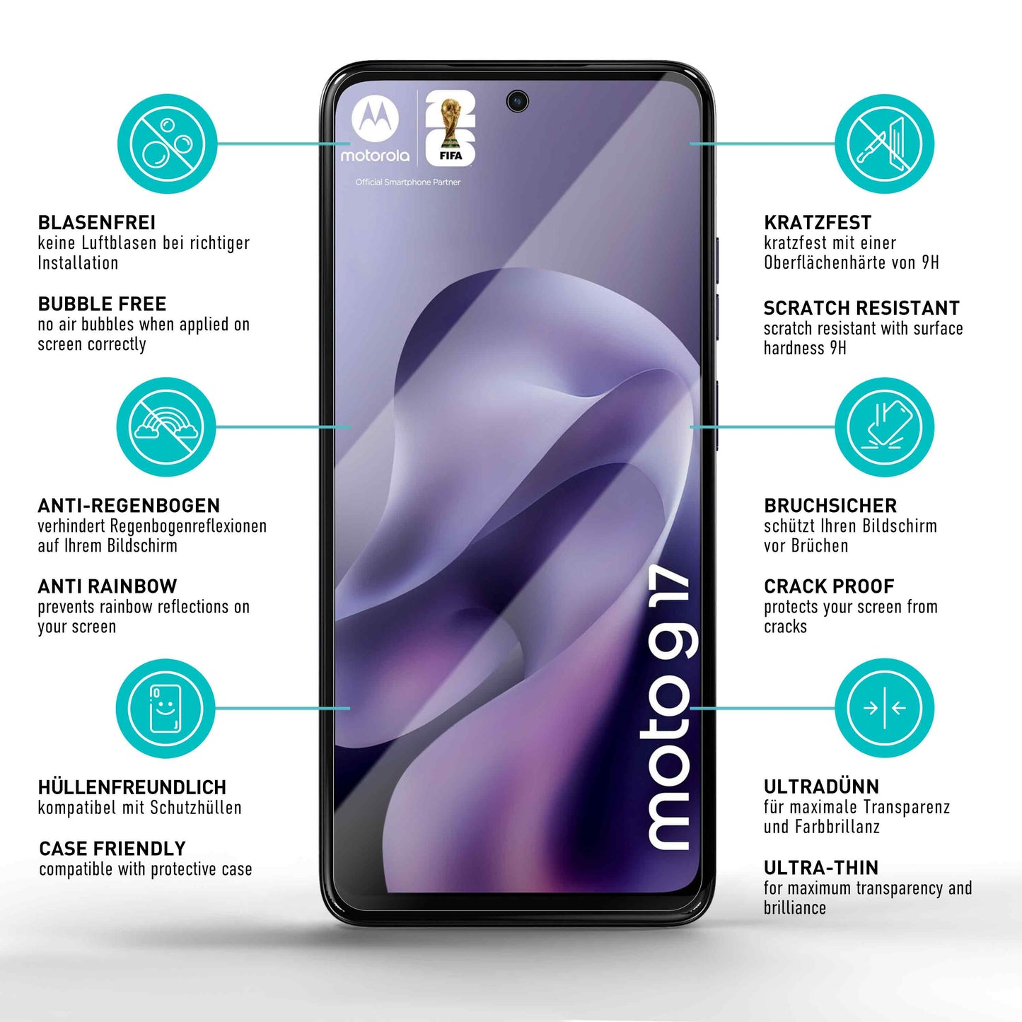 smartect Schutzglas Klar für Motorola Moto G17 / G17 Power, 3 Stück