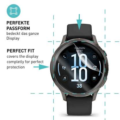 smartect TPU Schutzfolie Klar für Garmin Venu 4 41 mm, 3 x Front