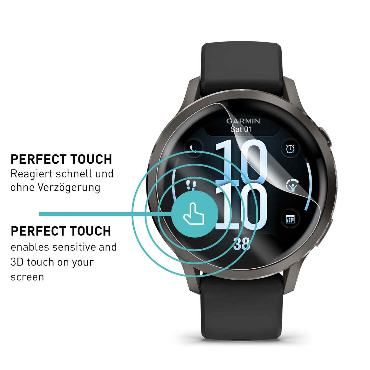 smartect TPU Schutzfolie Klar für Garmin Venu 4 41 mm, 3 x Front