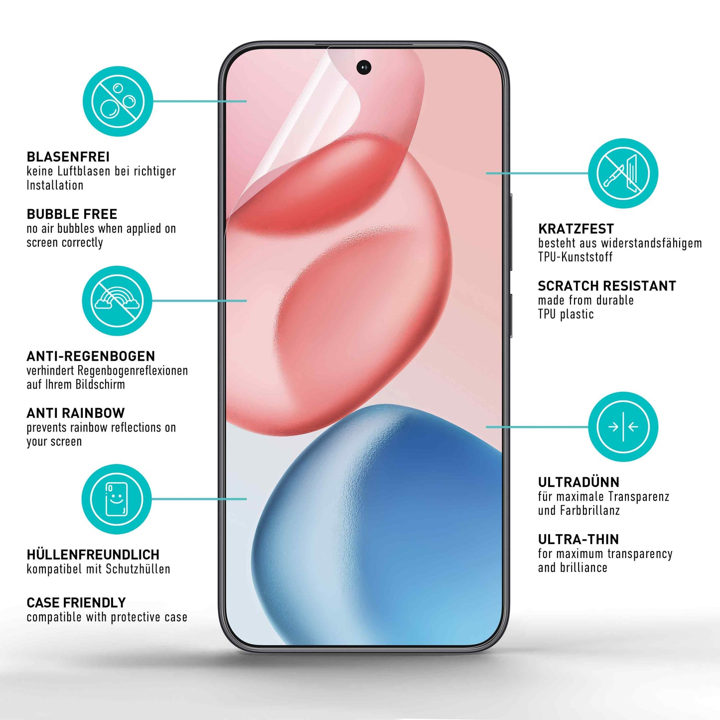 smartect TPU Schutzfolie Klar für Honor 400, 2 x Front
