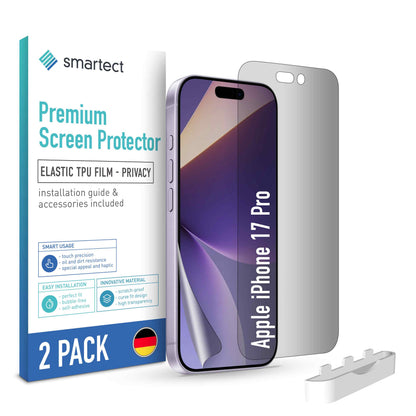 smartect TPU Schutzfolie Privacy für Apple iPhone 17 Pro, 2 x Front
