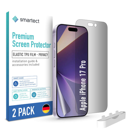 smartect TPU Schutzfolie Privacy für Apple iPhone 17 Pro, 2 x Front