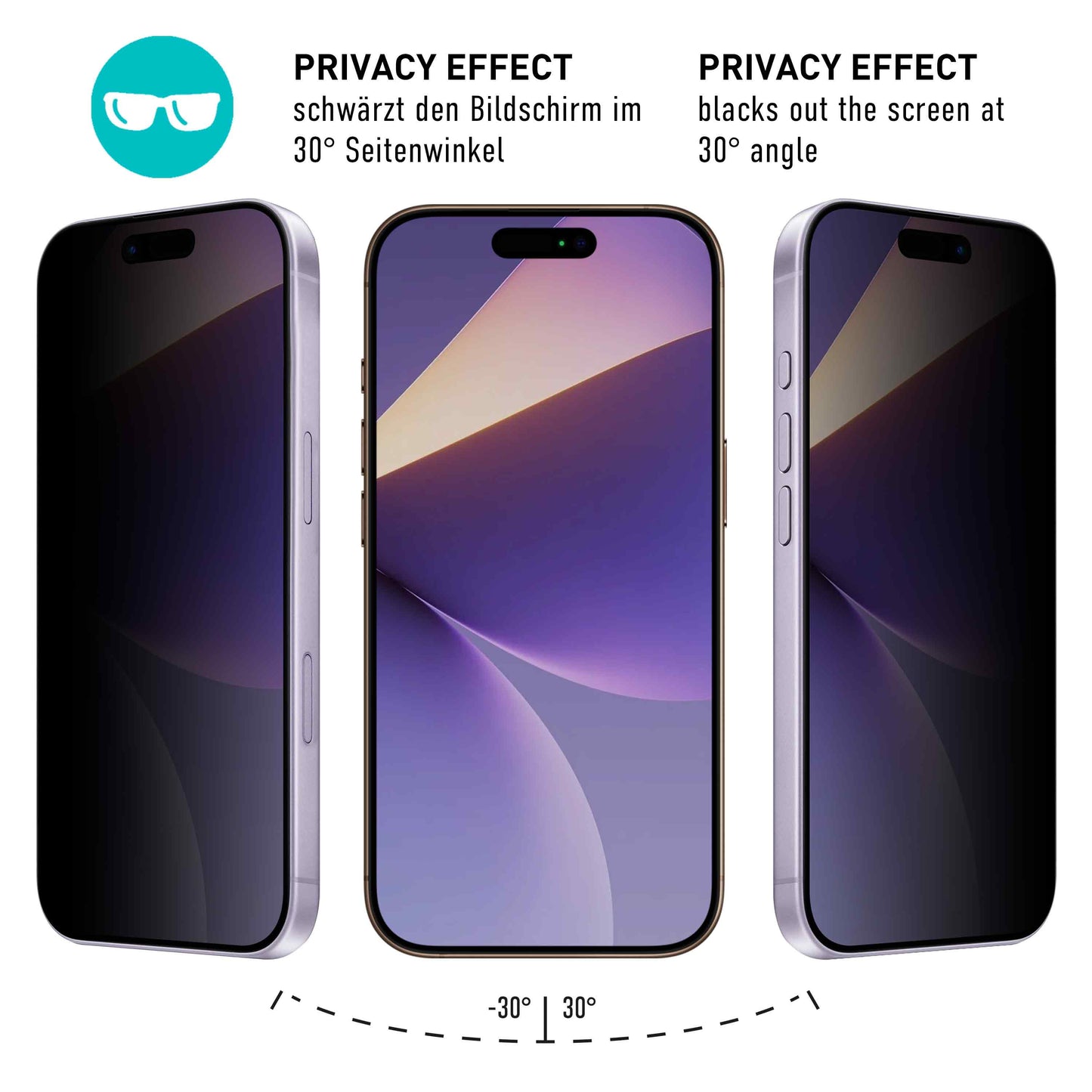 smartect TPU Schutzfolie Privacy für Apple iPhone 17 Pro, 2 x Front