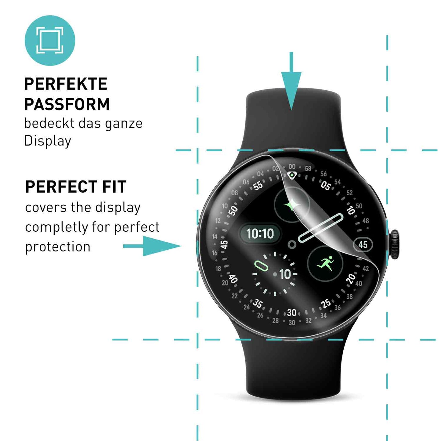 smartect TPU Schutzfolie Klar für Google Pixel Watch 4 45 mm, 3 x Front