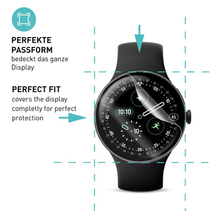 smartect TPU Schutzfolie Klar für Google Pixel Watch 4 45 mm, 3 x Front