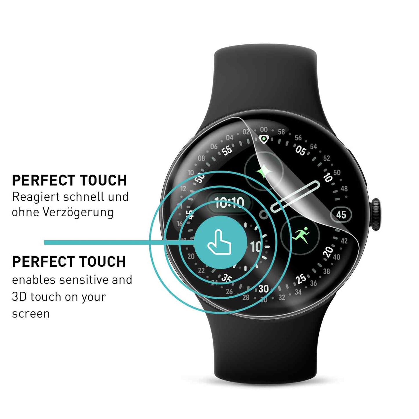 smartect TPU Schutzfolie Klar für Google Pixel Watch 4 45 mm, 3 x Front