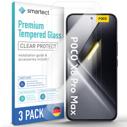 smartect Schutzglas Klar für Xiaomi Poco X8 Pro Max, 3 Stück