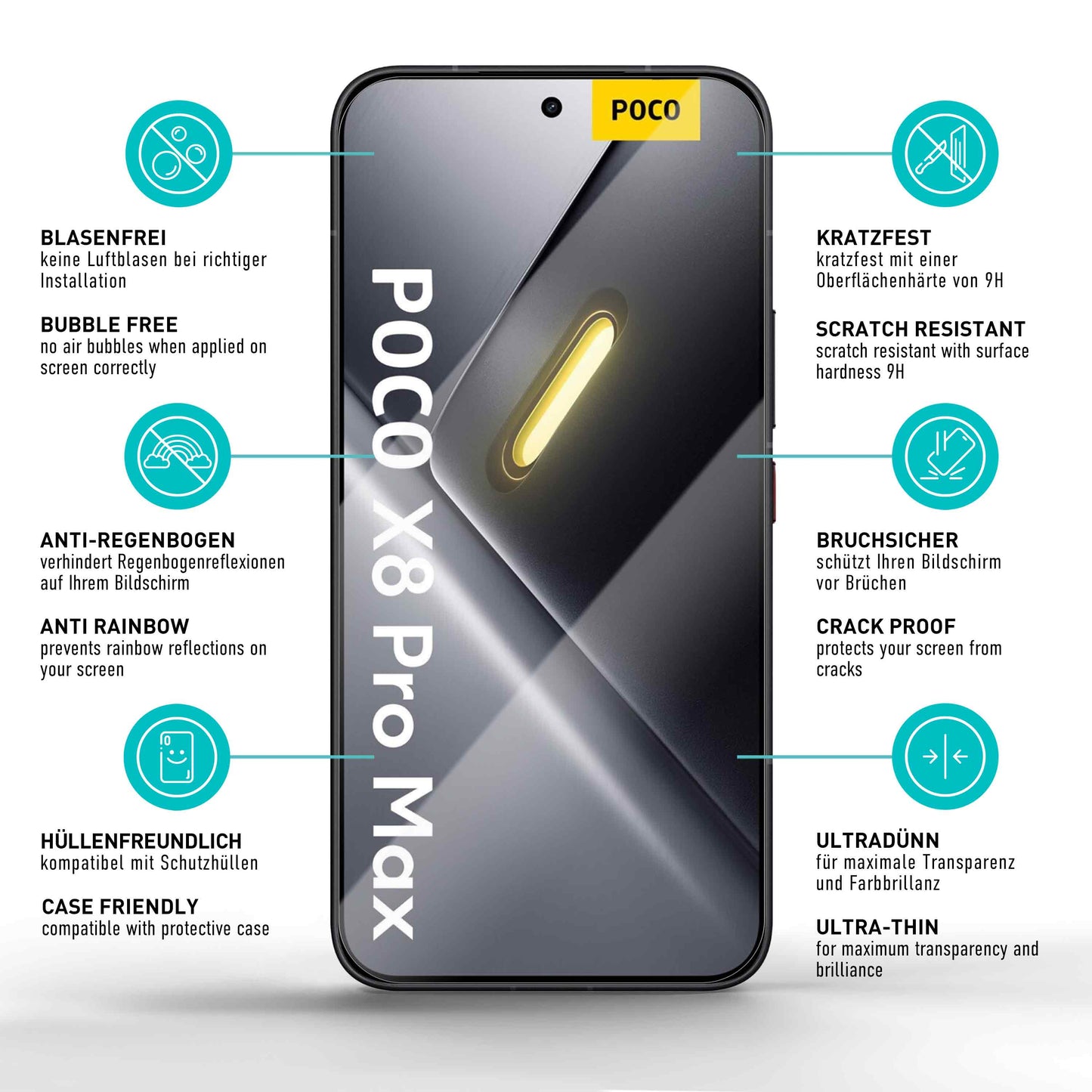 smartect Schutzglas Klar für Xiaomi Poco X8 Pro Max, 3 Stück