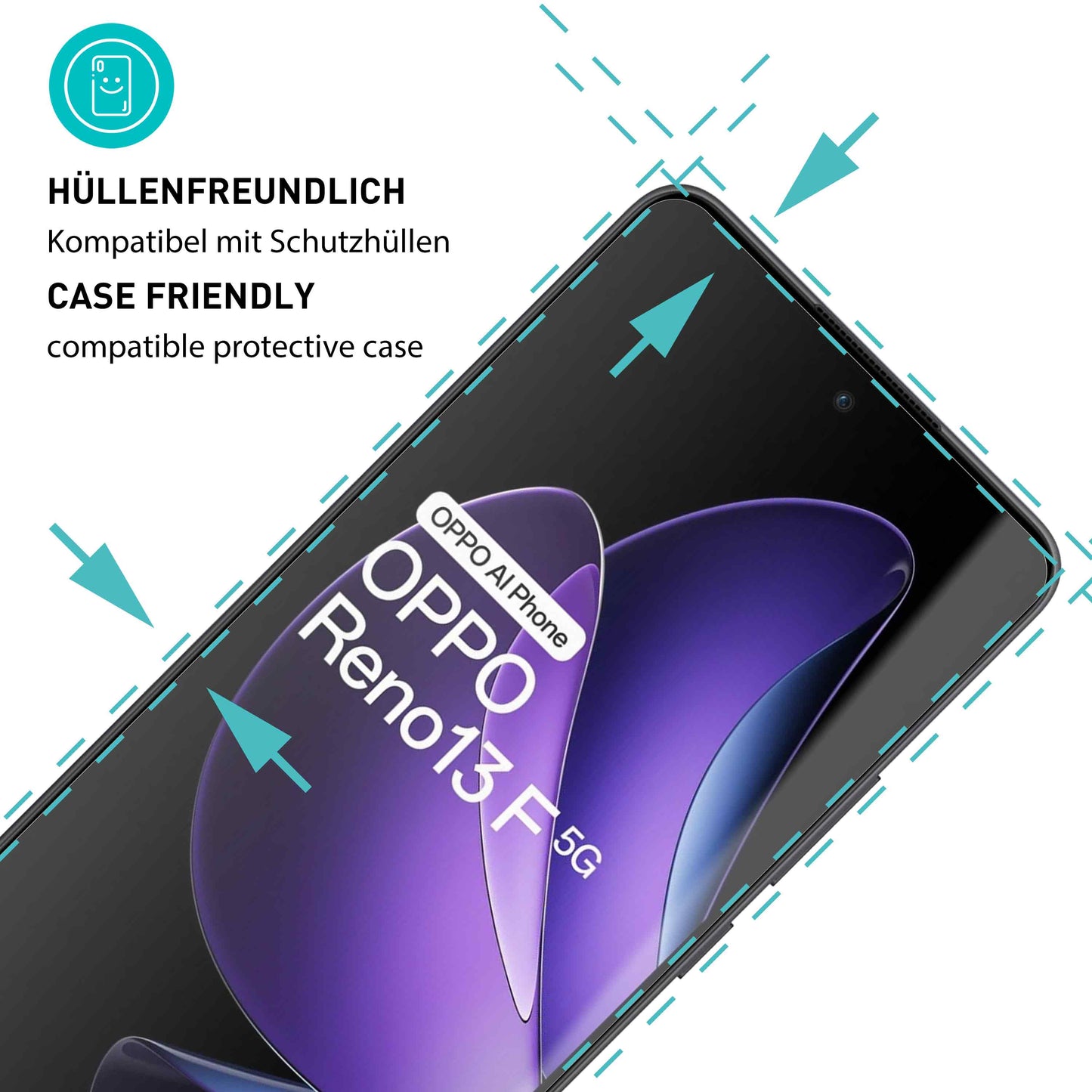 smartect Schutzglas Klar für Oppo Reno 13F 5G / 13FS 5G, 3 Stück