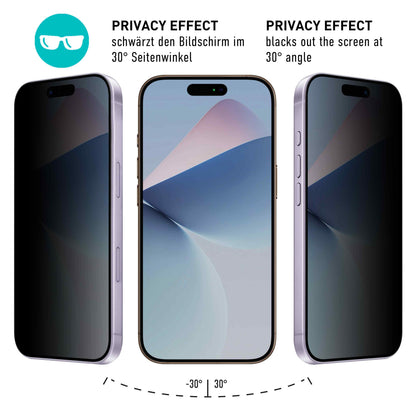 smartect TPU Schutzfolie Privacy für Apple iPhone 17, 2 x Front