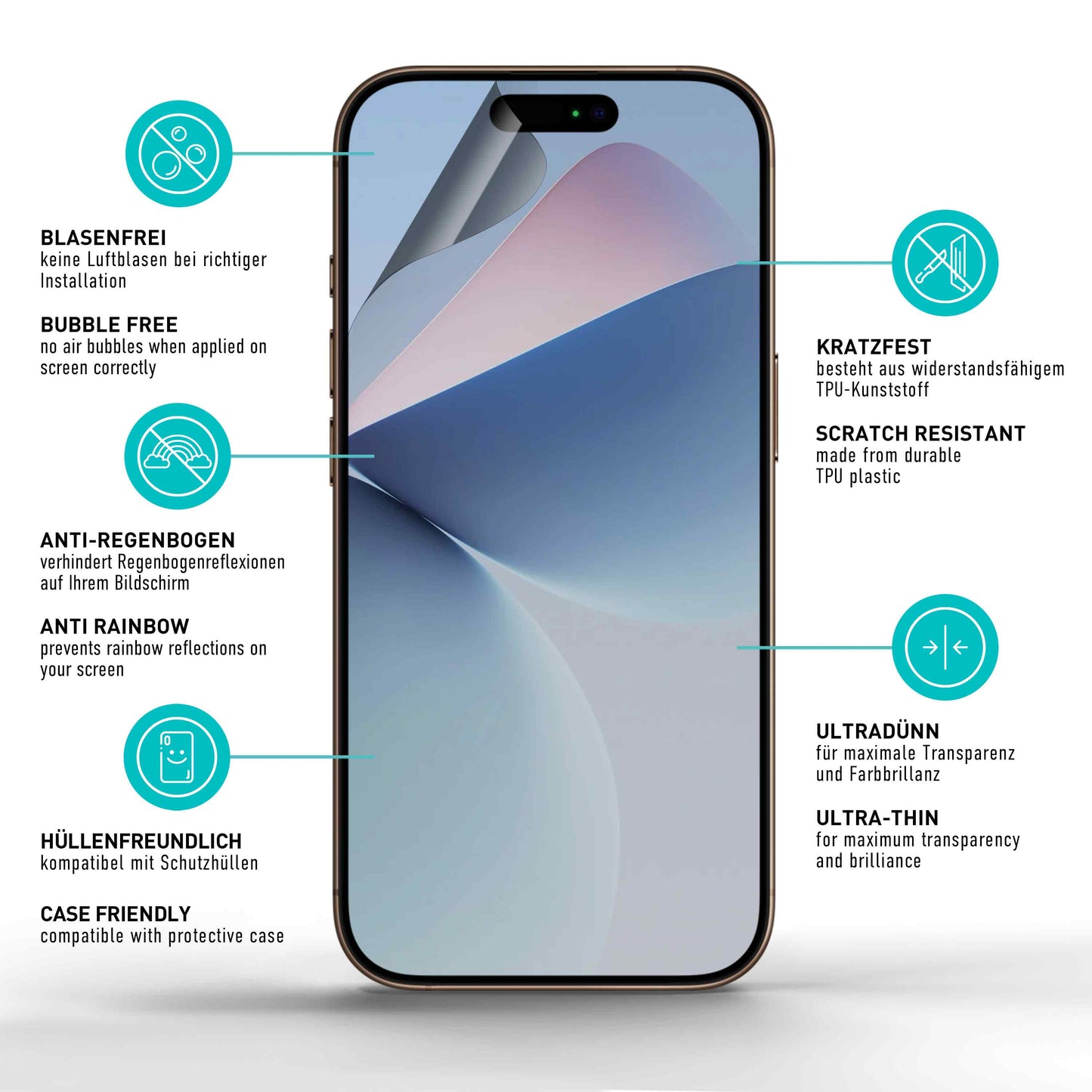 smartect TPU Schutzfolie Privacy für Apple iPhone 17, 2 x Front