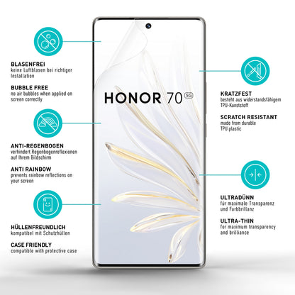 smartect TPU Schutzfolie Klar für Honor 70, 2 x Front