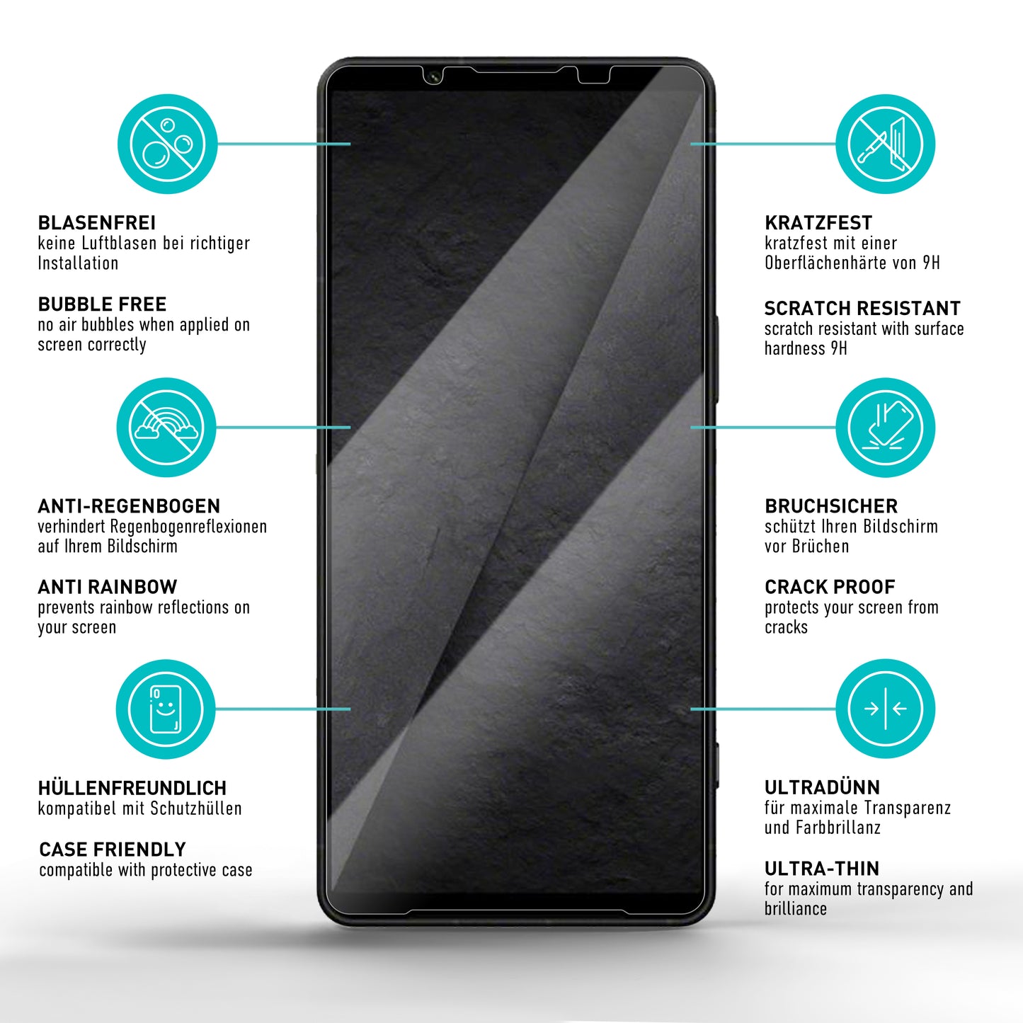 smartect Schutzglas Klar für Sony Xperia 1 VIII, 3 Stück