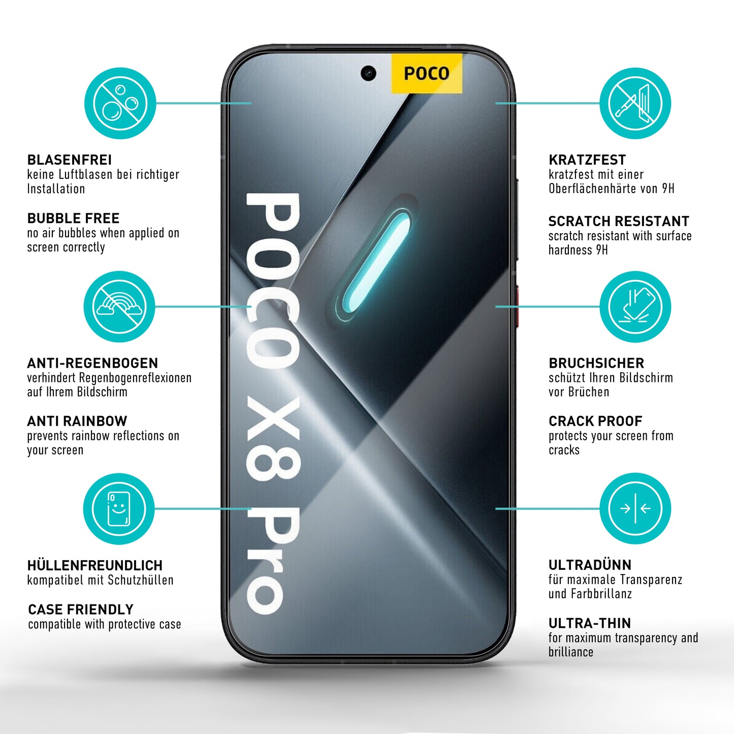 smartect Schutzglas Klar für Xiaomi Poco X8 Pro, 3 Stück
