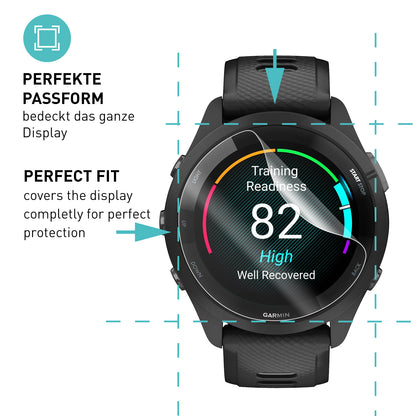 smartect TPU Schutzfolie Klar für Garmin Forerunner 265, 3 x Front