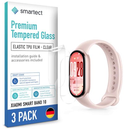 smartect TPU Schutzfolie Klar für Xiaomi Smart Band 10, 3 x Front