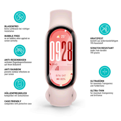 smartect TPU Schutzfolie Klar für Xiaomi Smart Band 10, 3 x Front
