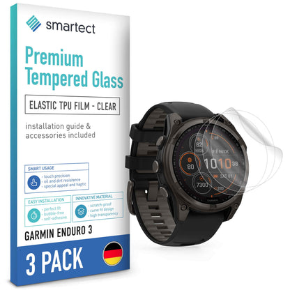 smartect TPU Schutzfolie Klar für Garmin Enduro 3, 3 x Front