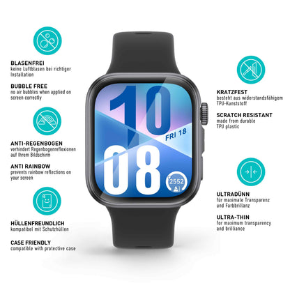smartect TPU Schutzfolie Klar für Huawei Watch Fit 4, 3 x Front
