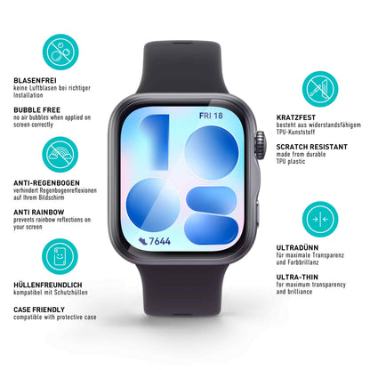 smartect TPU Schutzfolie Klar für Huawei Watch Fit 5, 3 x Front