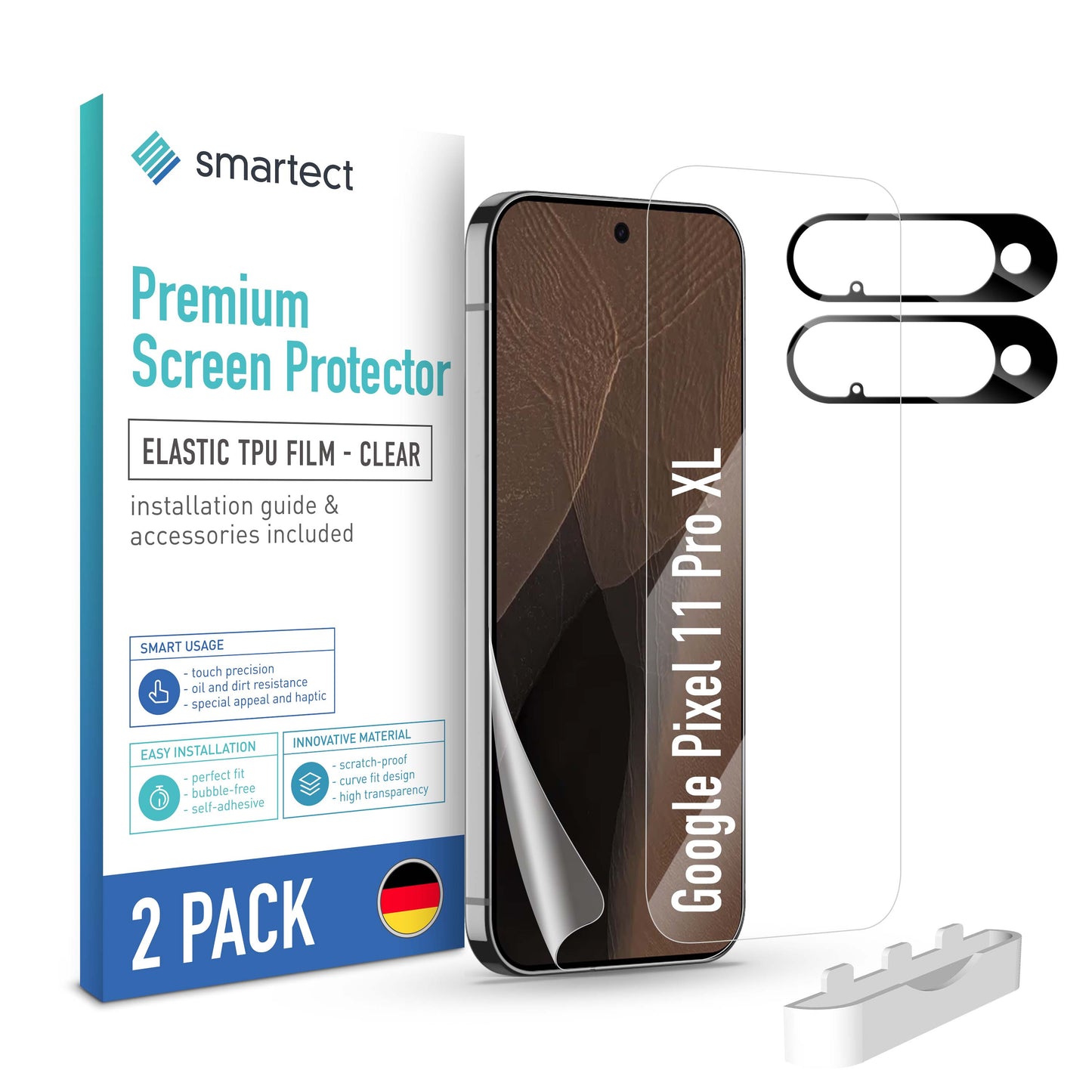 smartect TPU Schutzfolie Klar für Google Pixel 11 Pro XL, 2 x Front + 2 x Cam