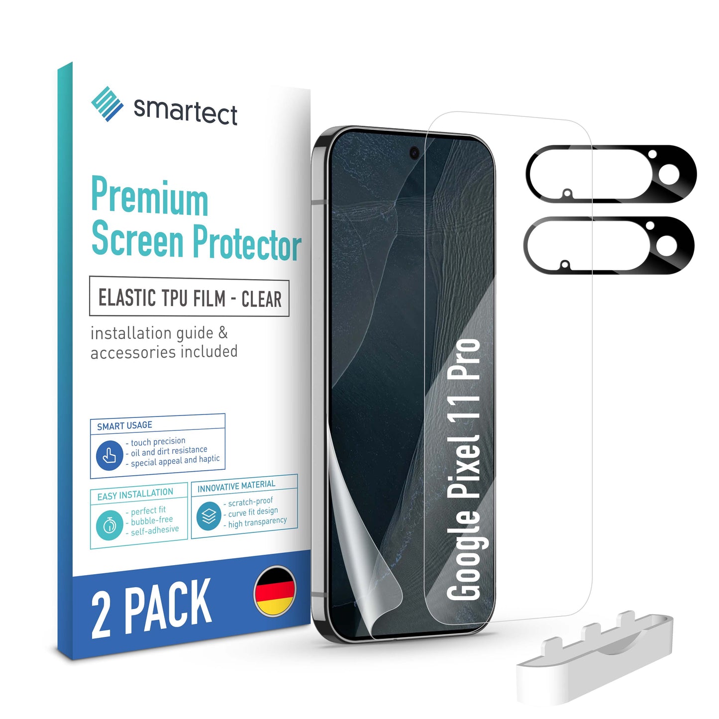 smartect TPU Schutzfolie Klar für Google Pixel 11 Pro, 2 x Front + 2 x Cam