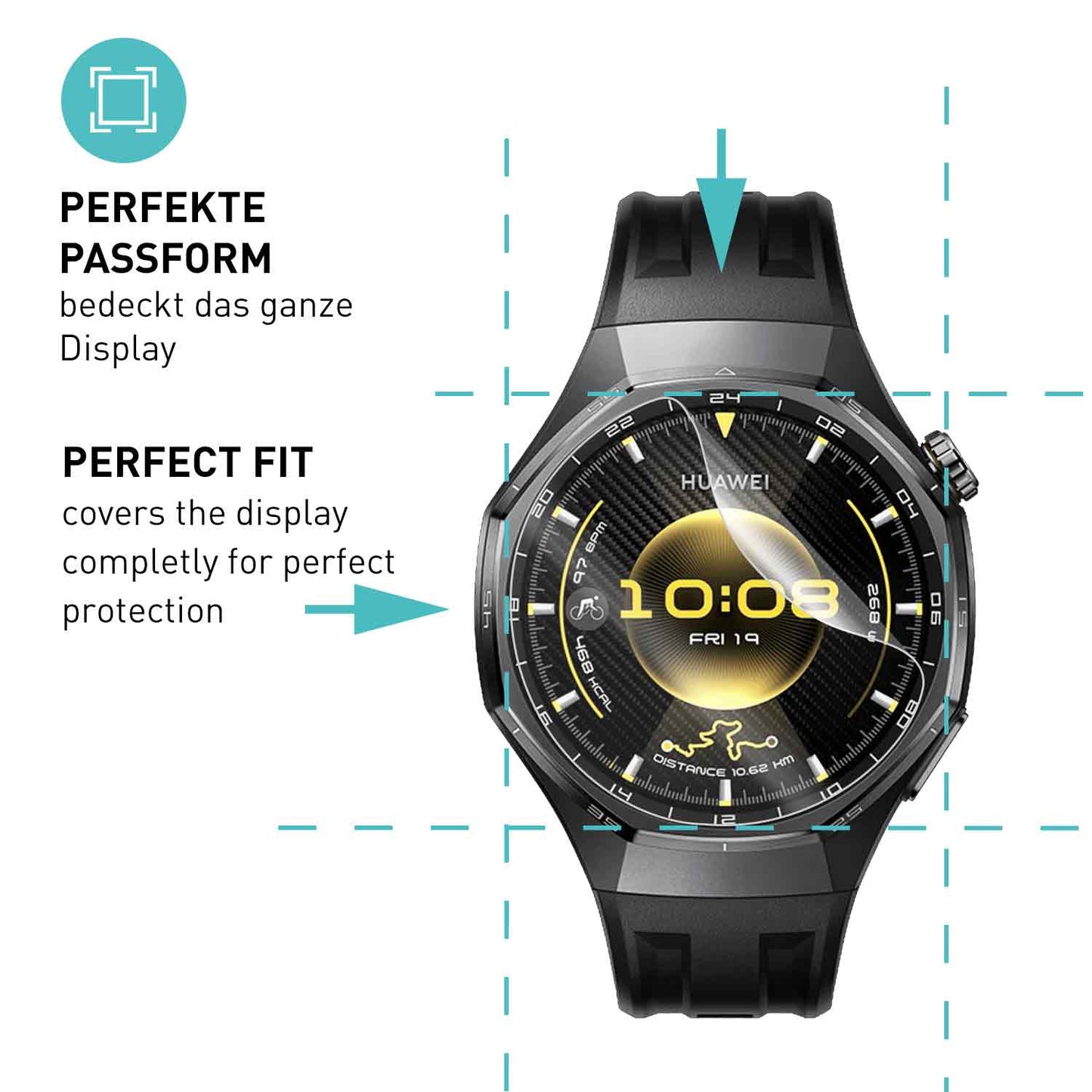 smartect TPU Schutzfolie Klar für Huawei Watch GT 6 / GT 6 Pro 46 mm, 3 x Front