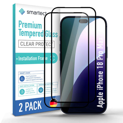 smartect Schutzglas Full Screen für Apple iPhone 18 Pro Max, 2 Stück + Positionierhilfe