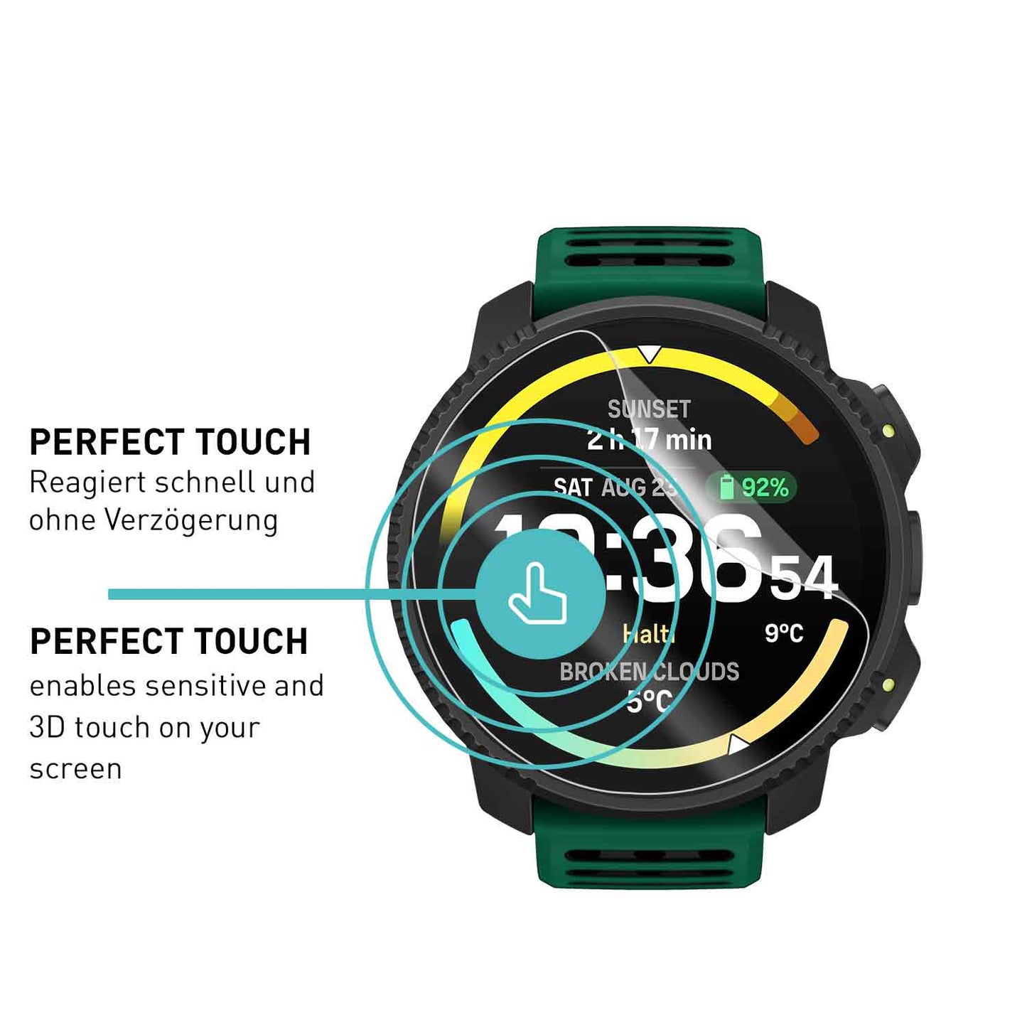 smartect TPU Schutzfolie Klar für Suunto Vertical 2, 3 x Front