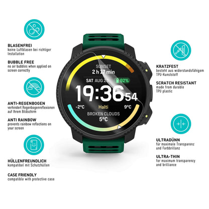 smartect TPU Schutzfolie Klar für Suunto Vertical 2, 3 x Front