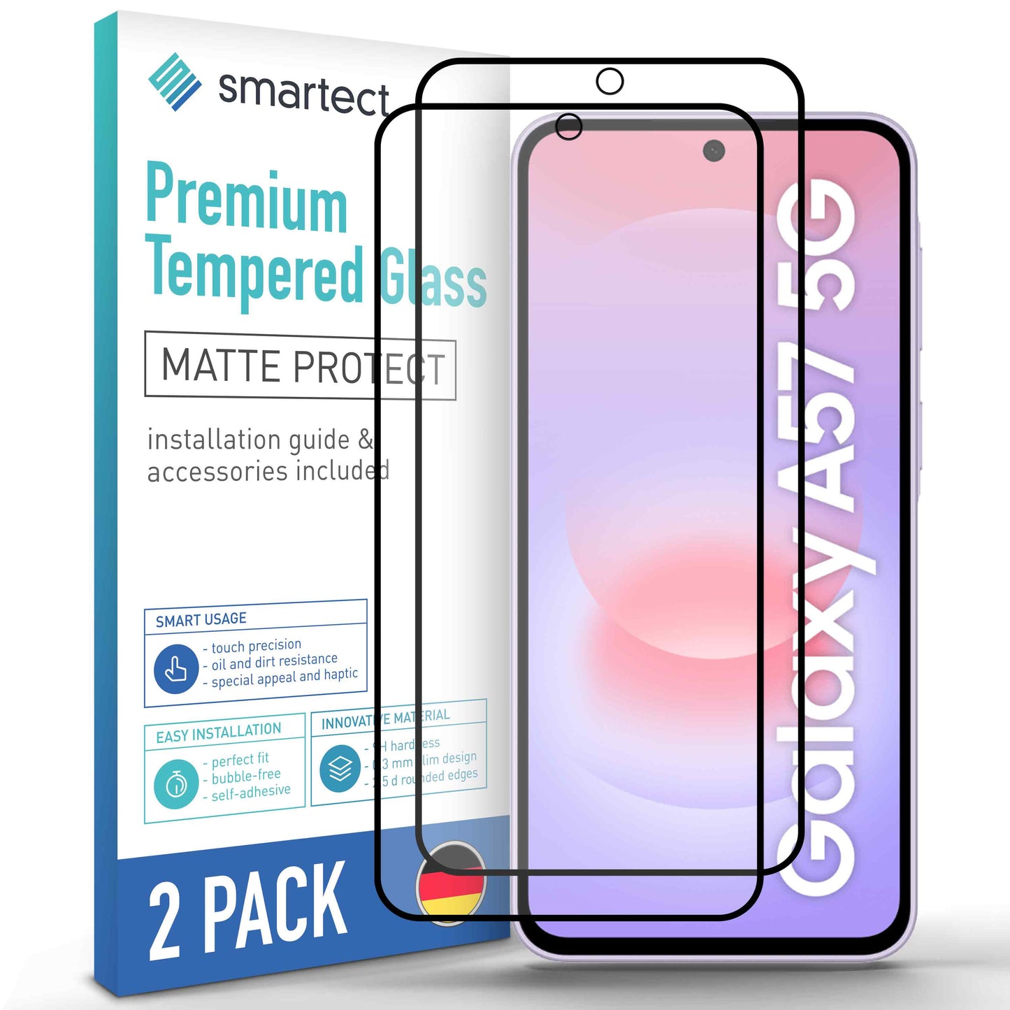 smartect Schutzglas Full Screen Matt für Samsung Galaxy A57 5G, 2 Stück