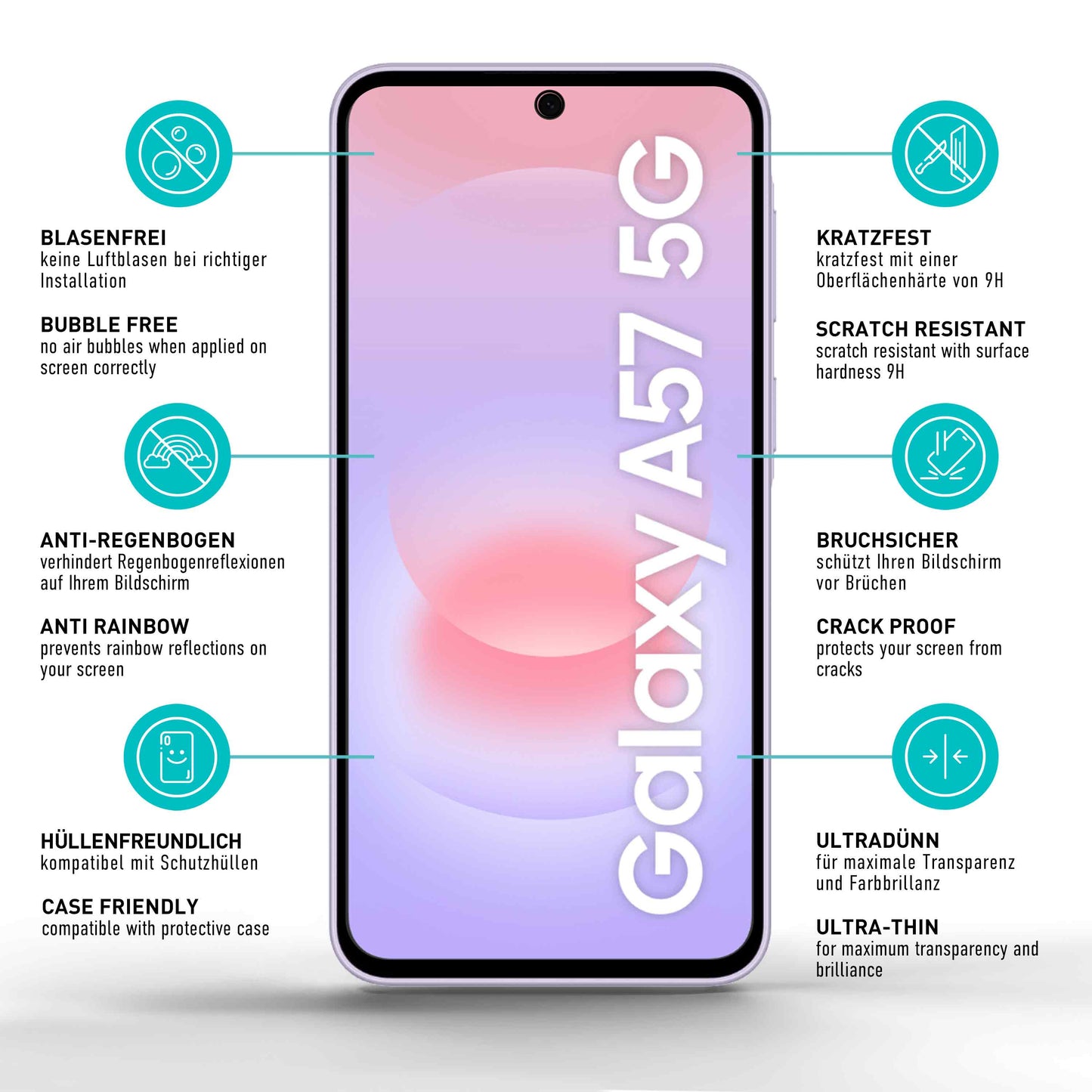 smartect Schutzglas Full Screen Matt für Samsung Galaxy A57 5G, 2 Stück