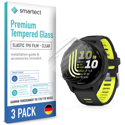 smartect TPU Schutzfolie Klar für Garmin Forerunner 70 / 170 / 170 Music, 3 x Front